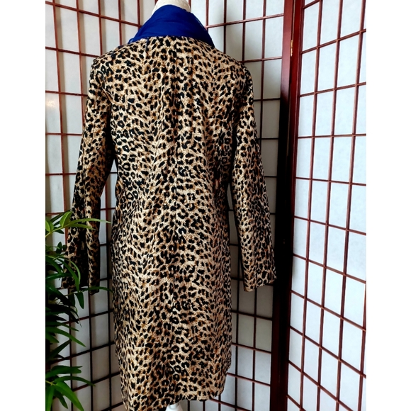 Leopard Print 4-Button Front Collared Trench Coat - Tan/Black - Picture 2 of 16